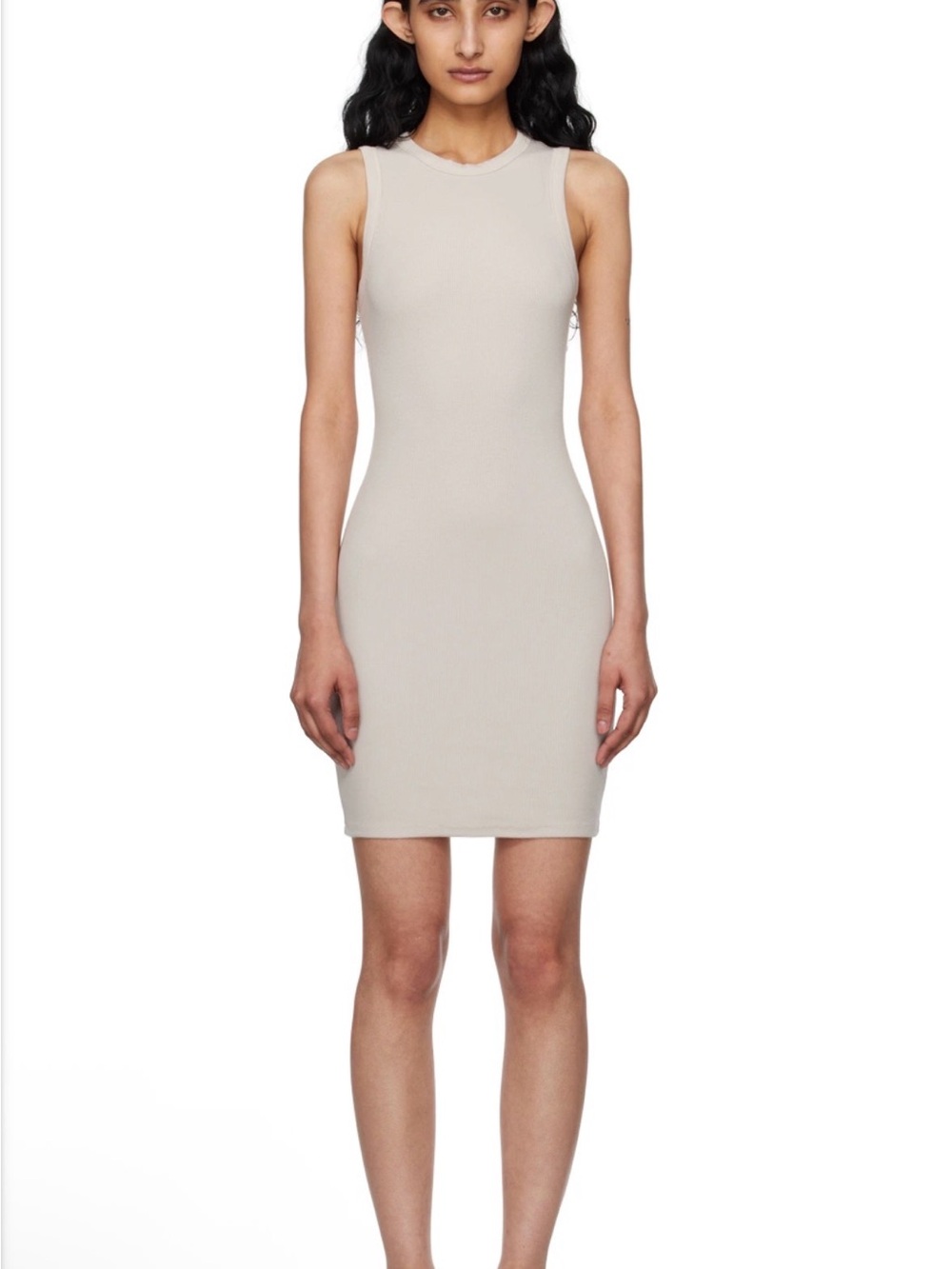 NWOT SKIMS Cotton Ribbed Midi Dress Cream 2X
